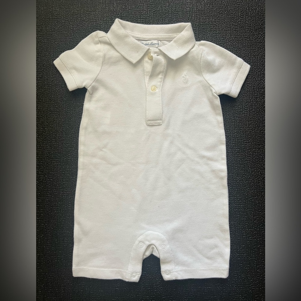 Gently worn white RL polo onesie